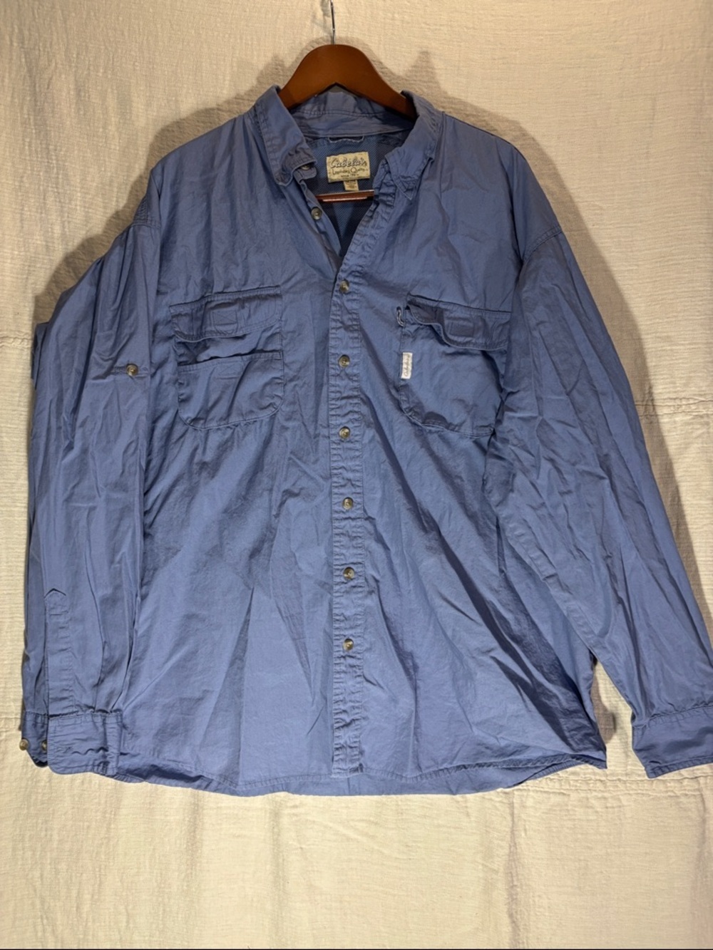 Cabelas Men’s Slate Blue Lightweight Shirt Jacket Fishing Hiking, 100% Cotton